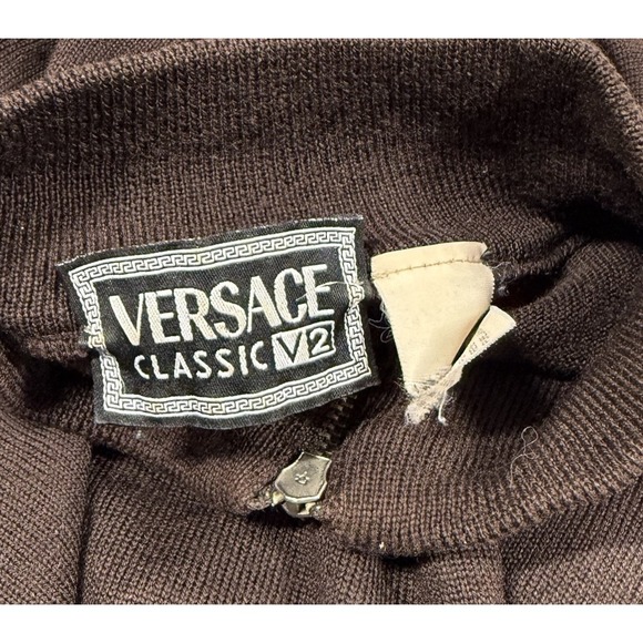 Versace Classic Vintage Men Merino‎ Wool 1/4 Sweater Made in Italy Size Xl Brown - Picture 2 of 11